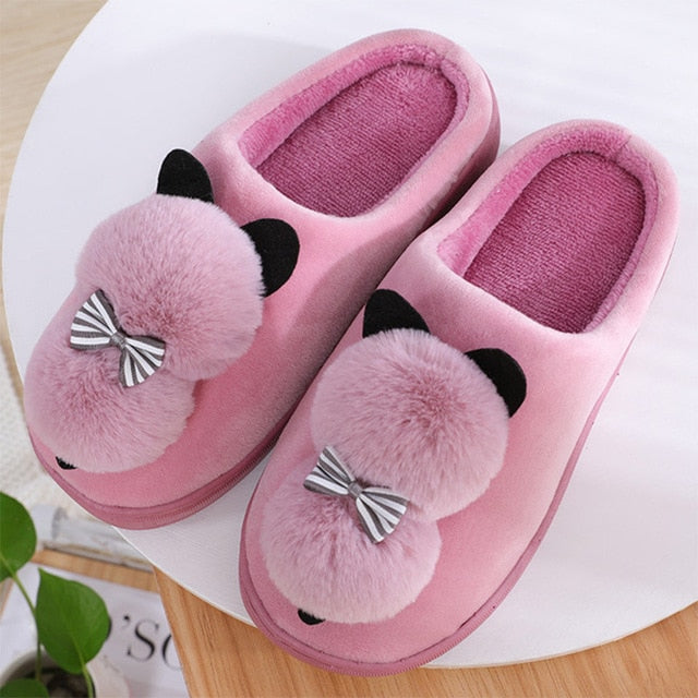 Women's Winter Slippers Cute Cartoon Cat Women Warm Plush Woman Slip On Flat Female Soft Shoes Ladies Comfortale House Shoe 2020