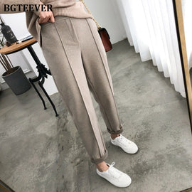 Warm Thicken Winter Women Suit Pants Elastic Waist Women Pencil Pants