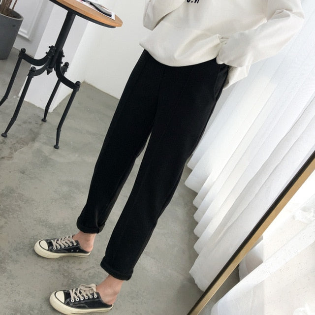 Warm Thicken Winter Women Suit Pants Elastic Waist Women Pencil Pants