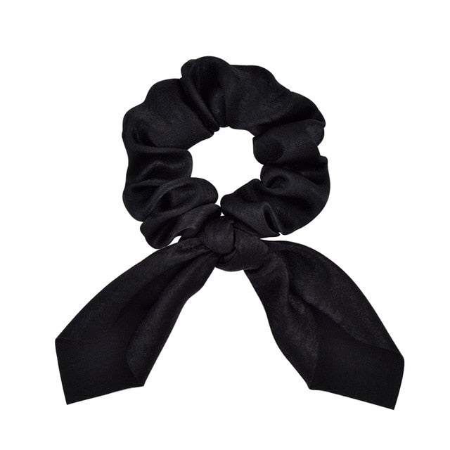 New Chiffon Bowknot Elastic Hair Bands For Women Girls Solid Color Scrunchies Headband Hair Ties Ponytail Holder Hair Accessorie