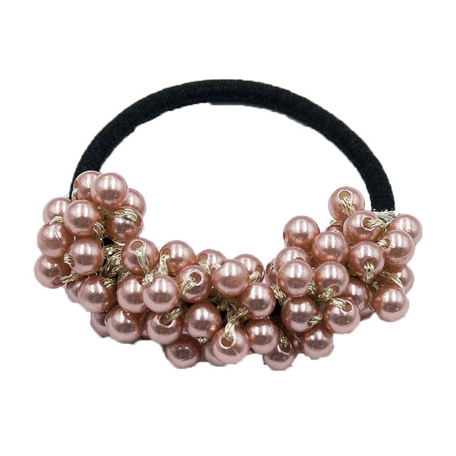 14 Colors Woman Elegant Pearl Hair Ties Beads Girls Scrunchies Rubber Bands Ponytail Holders Hair Accessories Elastic Hair Band