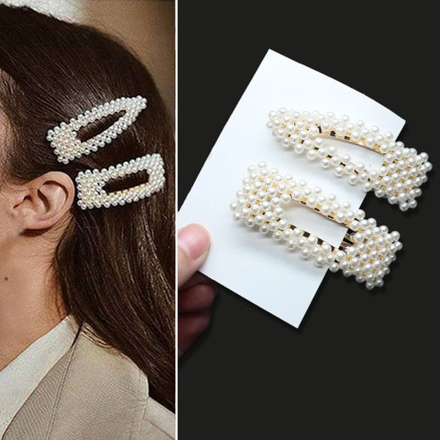 1Set Handmade Pearls Hair Clips Pin for Women Fashion Geometric Flower Barrettes Headwear Girls Sweet Hairpins Hair Accessorie