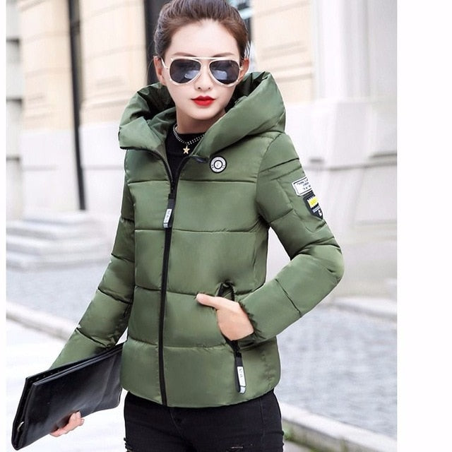 Jacket Hooded Thick Warm Short Jacket Cotton Padded Parka