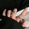 Hiphop/Rock Metal Geometry Circular Punk Rings Set Opening Index Finger Accessories Buckle Joint Tail Ring for Women Jewelry