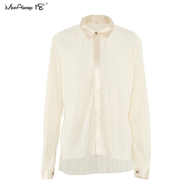 Mnealways18 Beige Pleated Wide