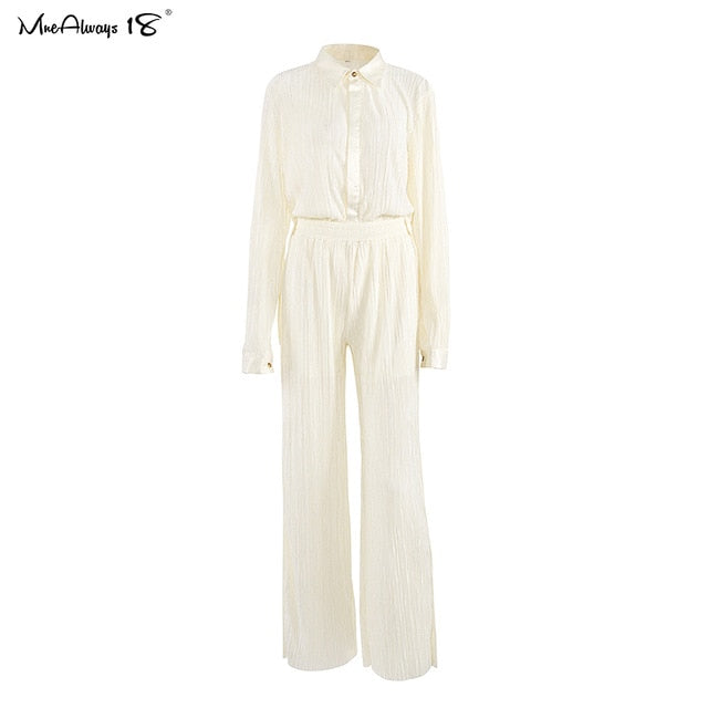 Mnealways18 Beige Pleated Wide