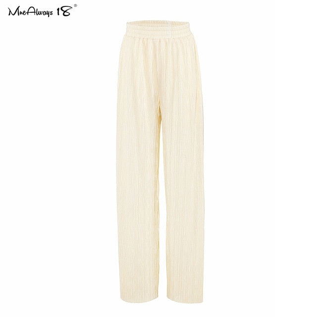 Mnealways18 Beige Pleated Wide