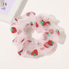 Sweet Embroidery Flowers Mesh Scrunchies Women Romantic Pink Blue Hair Rope Transparent Tulle Organza Hair Ties Hair Accessories