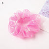 Sweet Embroidery Flowers Mesh Scrunchies Women Romantic Pink Blue Hair Rope Transparent Tulle Organza Hair Ties Hair Accessories