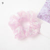 Sweet Embroidery Flowers Mesh Scrunchies Women Romantic Pink Blue Hair Rope Transparent Tulle Organza Hair Ties Hair Accessories