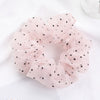 Sweet Embroidery Flowers Mesh Scrunchies Women Romantic Pink Blue Hair Rope Transparent Tulle Organza Hair Ties Hair Accessories