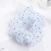 Sweet Embroidery Flowers Mesh Scrunchies Women Romantic Pink Blue Hair Rope Transparent Tulle Organza Hair Ties Hair Accessories