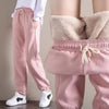 Fleece Trousers Solid Thick Warm Winter Female Sport Pants Running Pantalones Mujer