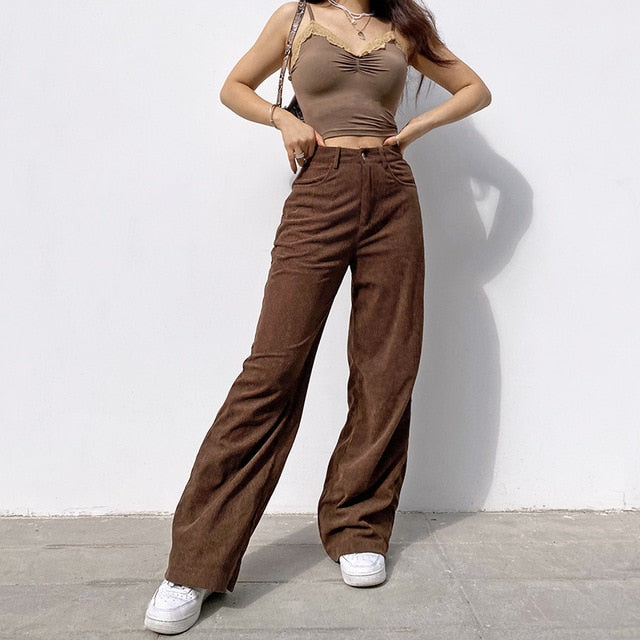 Sweetown Corduroy Y2K Joggers Women Cargo Pants 90s