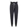 Puloru New Women High Waist Lace-up Pants Solid Color