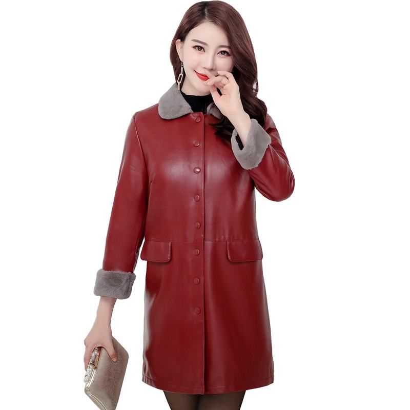 Autumn Winter Plus Velvet Thicken Faux Leather Jacket Warm PU Leather